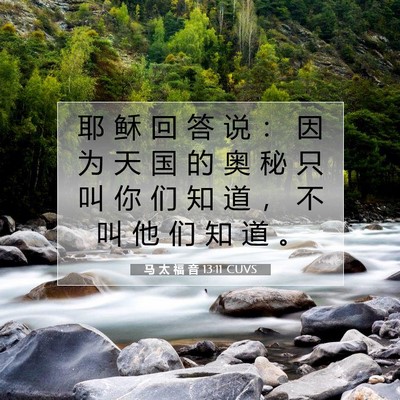 Picture 07 - 马 太 福 音 13:11 CUVS - 耶 稣 回 答 说 ： 因 为 天 国 的 奥 - Bible Verse Picture