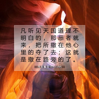 Picture 07 - 马 太 福 音 13:19 CUVS - 凡 听 见 天 国 道 理 不 明 白 的 ， - Bible Verse Picture