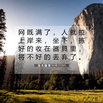Picture 07 - 马 太 福 音 13:48 CUVS - 网 既 满 了 ， 人 就 拉 上 岸 来 ， - Bible Verse Picture