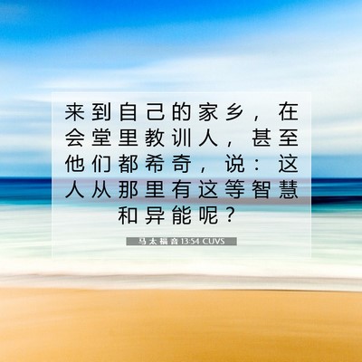 Picture 07 - 马 太 福 音 13:54 CUVS - 来 到 自 己 的 家 乡 ， 在 会 堂 里 - Bible Verse Picture
