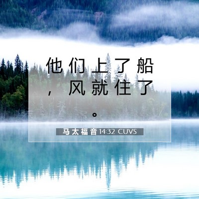Picture 07 - 马 太 福 音 14:32 CUVS - 他 们 上 了 船 ， 风 就 住 了 - Bible Verse Picture