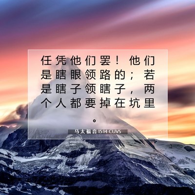 Picture 07 - 马 太 福 音 15:14 CUVS - 任 凭 他 们 罢 ！ 他 们 是 瞎 眼 领 - Bible Verse Picture