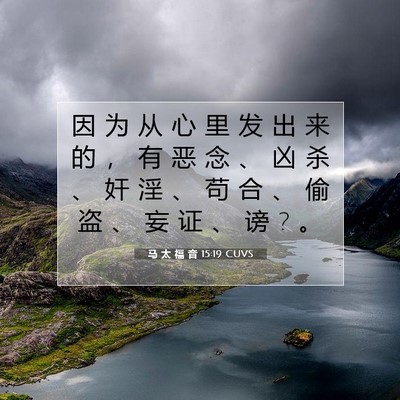 Picture 07 - 马 太 福 音 15:19 CUVS - 因 为 从 心 里 发 出 来 的 ， 有 恶 - Bible Verse Picture