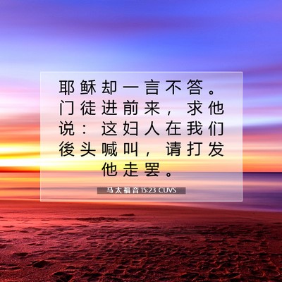 Picture 07 - 马 太 福 音 15:23 CUVS - 耶 稣 却 一 言 不 答 。 门 徒 进 前 - Bible Verse Picture