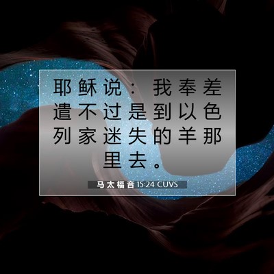 Picture 07 - 马 太 福 音 15:24 CUVS - 耶 稣 说 ： 我 奉 差 遣 不 过 是 到 - Bible Verse Picture