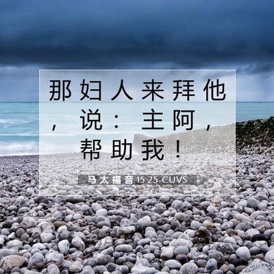 Picture 07 - 马 太 福 音 15:25 CUVS - 那 妇 人 来 拜 他 ， 说 ： 主 阿 ， - Bible Verse Picture