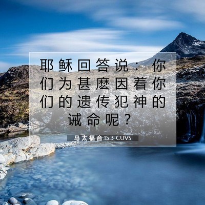Picture 07 - 马 太 福 音 15:3 CUVS - 耶 稣 回 答 说 ： 你 们 为 甚 麽 因 - Bible Verse Picture
