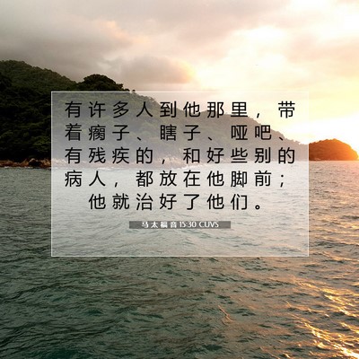 Picture 07 - 马 太 福 音 15:30 CUVS - 有 许 多 人 到 他 那 里 ， 带 着 瘸 - Bible Verse Picture