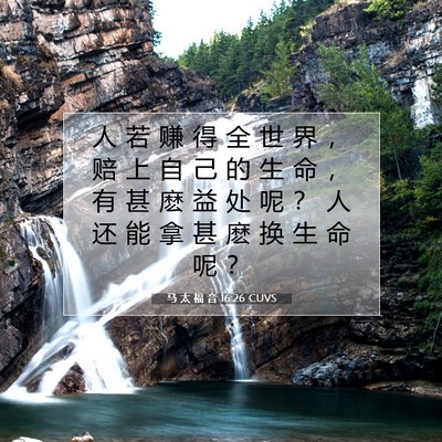 Picture 07 - 马 太 福 音 16:26 CUVS - 人 若 赚 得 全 世 界 ， 赔 上 自 己 - Bible Verse Picture