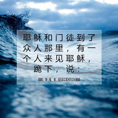 Picture 07 - 马 太 福 音 17:14 CUVS - 耶 稣 和 门 徒 到 了 众 人 那 里 ， - Bible Verse Picture