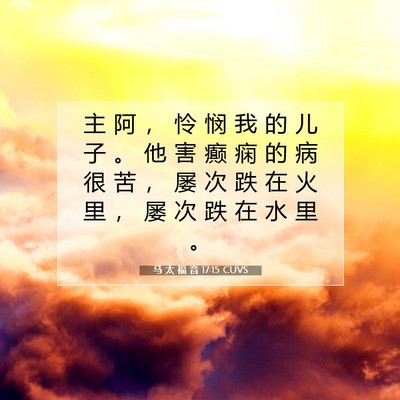 Picture 07 - 马 太 福 音 17:15 CUVS - 主 阿 ， 怜 悯 我 的 儿 子 。 他 害 - Bible Verse Picture