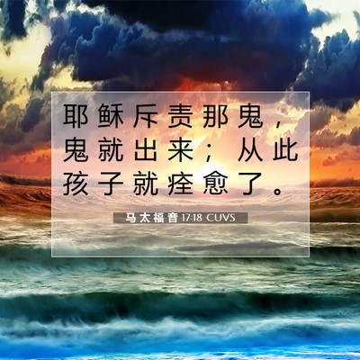 Picture 07 - 马 太 福 音 17:18 CUVS - 耶 稣 斥 责 那 鬼 ， 鬼 就 出 来 ； - Bible Verse Picture
