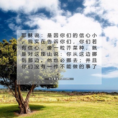 Picture 07 - 马 太 福 音 17:20 CUVS - 耶 稣 说 ： 是 因 你 们 的 信 心 小 - Bible Verse Picture