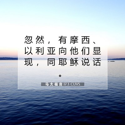 Picture 07 - 马 太 福 音 17:3 CUVS - 忽 然 ， 有 摩 西 、 以 利 亚 向 他 - Bible Verse Picture