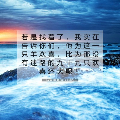 Picture 07 - 马 太 福 音 18:13 CUVS - 若 是 找 着 了 ， 我 实 在 告 诉 你 - Bible Verse Picture