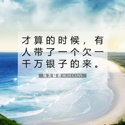 Picture 07 - 马 太 福 音 18:24 CUVS - 才 算 的 时 候 ， 有 人 带 了 一 个 - Bible Verse Picture