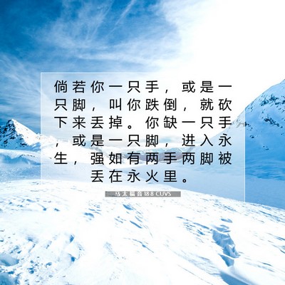 Picture 07 - 马 太 福 音 18:8 CUVS - 倘 若 你 一 只 手 ， 或 是 一 只 脚 - Bible Verse Picture