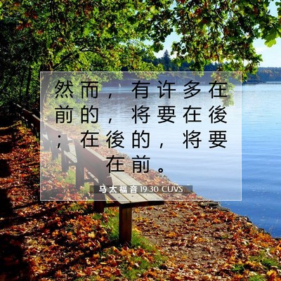 Picture 07 - 马 太 福 音 19:30 CUVS - 然 而 ， 有 许 多 在 前 的 ， 将 要 - Bible Verse Picture