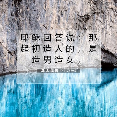Picture 07 - 马 太 福 音 19:4 CUVS - 耶 稣 回 答 说 ： 那 起 初 造 人 的 - Bible Verse Picture