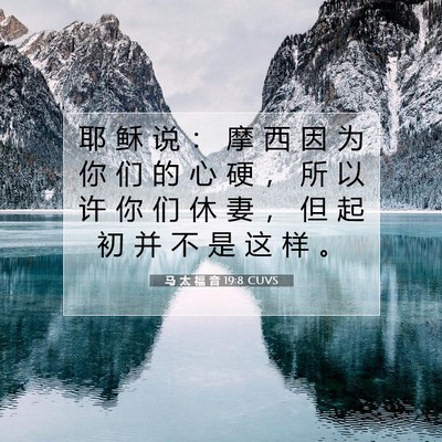 Picture 07 - 马 太 福 音 19:8 CUVS - 耶 稣 说 ： 摩 西 因 为 你 们 的 心 - Bible Verse Picture