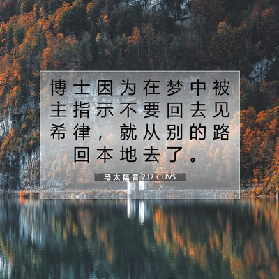 Picture 07 - 马 太 福 音 2:12 CUVS - 博 士 因 为 在 梦 中 被 主 指 示 不 - Bible Verse Picture