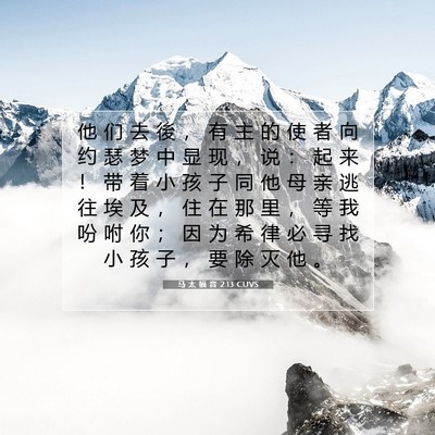 Picture 07 - 马 太 福 音 2:13 CUVS - 他 们 去 後 ， 有 主 的 使 者 向 约 - Bible Verse Picture
