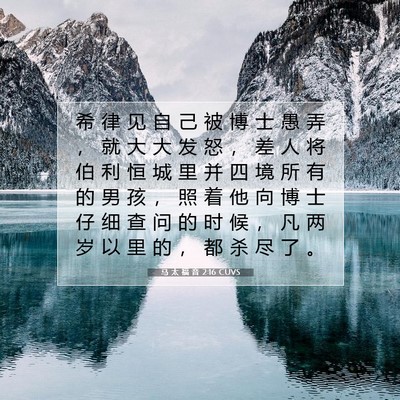 Picture 07 - 马 太 福 音 2:16 CUVS - 希 律 见 自 己 被 博 士 愚 弄 ， 就 - Bible Verse Picture