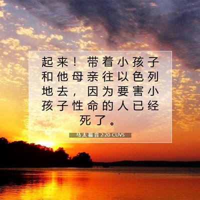 Picture 07 - 马 太 福 音 2:20 CUVS - 起 来 ！ 带 着 小 孩 子 和 他 母 亲 - Bible Verse Picture