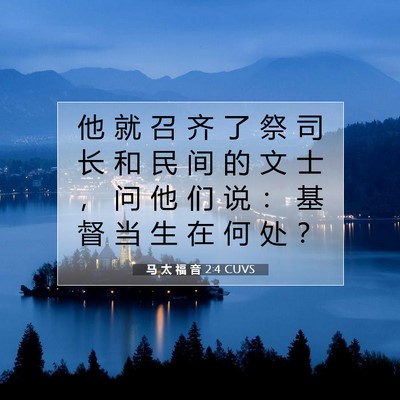 Picture 07 - 马 太 福 音 2:4 CUVS - 他 就 召 齐 了 祭 司 长 和 民 间 的 - Bible Verse Picture