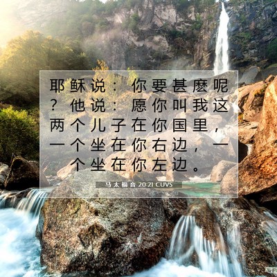 Picture 07 - 马 太 福 音 20:21 CUVS - 耶 稣 说 ： 你 要 甚 麽 呢 ？ 他 说 - Bible Verse Picture