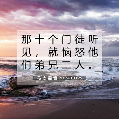 Picture 07 - 马 太 福 音 20:24 CUVS - 那 十 个 门 徒 听 见 ， 就 恼 怒 他 - Bible Verse Picture