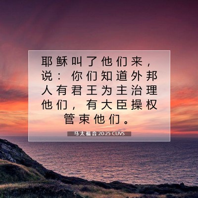 Picture 07 - 马 太 福 音 20:25 CUVS - 耶 稣 叫 了 他 们 来 ， 说 ： 你 们 - Bible Verse Picture