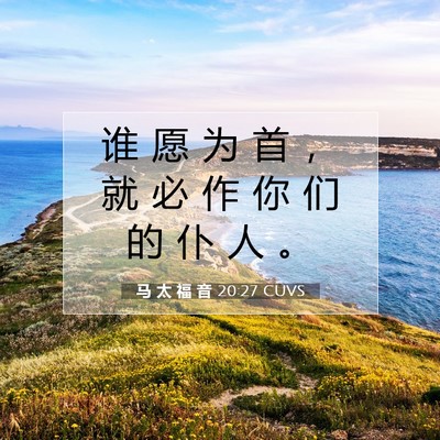Picture 07 - 马 太 福 音 20:27 CUVS - 谁 愿 为 首 ， 就 必 作 你 们 的 仆 - Bible Verse Picture