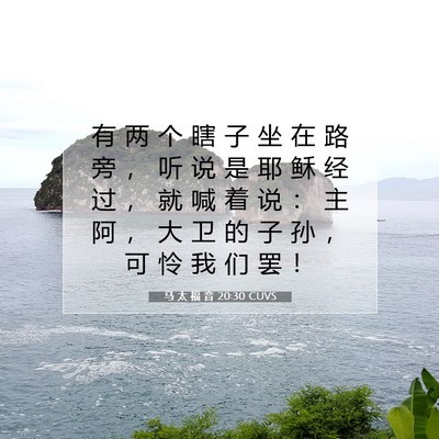 Picture 07 - 马 太 福 音 20:30 CUVS - 有 两 个 瞎 子 坐 在 路 旁 ， 听 说 - Bible Verse Picture