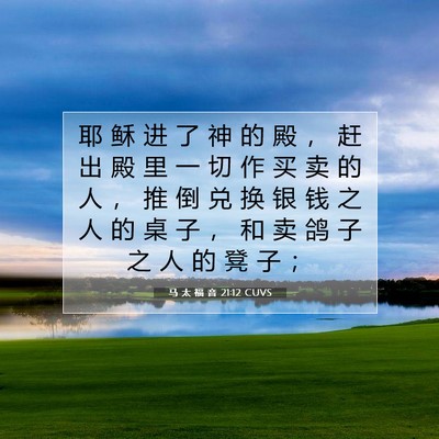 Picture 07 - 马 太 福 音 21:12 CUVS - 耶 稣 进 了 神 的 殿 ， 赶 出 殿 里 - Bible Verse Picture