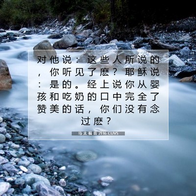 Picture 07 - 马 太 福 音 21:16 CUVS - 对 他 说 ： 这 些 人 所 说 的 ， 你 - Bible Verse Picture