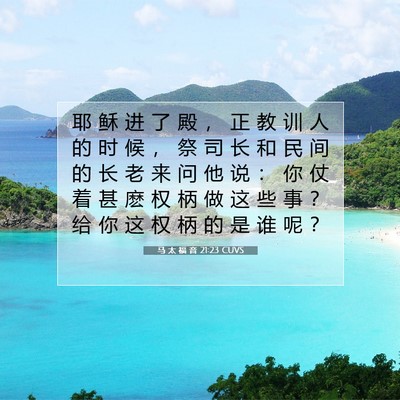 Picture 07 - 马 太 福 音 21:23 CUVS - 耶 稣 进 了 殿 ， 正 教 训 人 的 时 - Bible Verse Picture