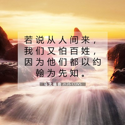 Picture 07 - 马 太 福 音 21:26 CUVS - 若 说 从 人 间 来 ， 我 们 又 怕 百 - Bible Verse Picture