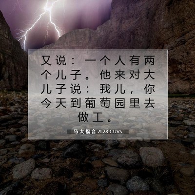Picture 07 - 马 太 福 音 21:28 CUVS - 又 说 ： 一 个 人 有 两 个 儿 子 。 - Bible Verse Picture
