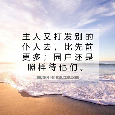 Picture 07 - 马 太 福 音 21:36 CUVS - 主 人 又 打 发 别 的 仆 人 去 ， 比 - Bible Verse Picture