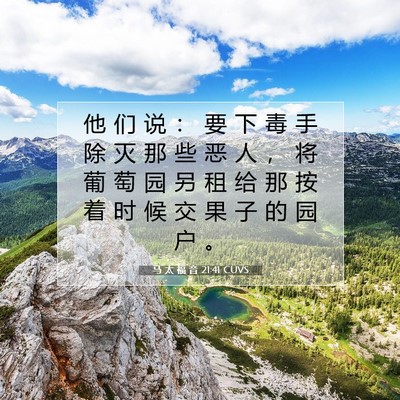 Picture 07 - 马 太 福 音 21:41 CUVS - 他 们 说 ： 要 下 毒 手 除 灭 那 些 - Bible Verse Picture