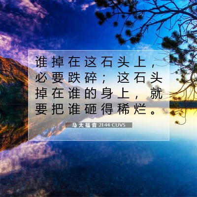Picture 07 - 马 太 福 音 21:44 CUVS - 谁 掉 在 这 石 头 上 ， 必 要 跌 碎 - Bible Verse Picture