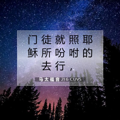 Picture 07 - 马 太 福 音 21:6 CUVS - 门 徒 就 照 耶 稣 所 吩 咐 的 去 行 - Bible Verse Picture