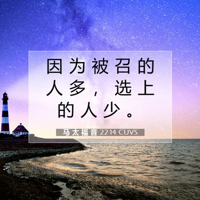 Picture 07 - 马 太 福 音 22:14 CUVS - 因 为 被 召 的 人 多 ， 选 上 的 人 - Bible Verse Picture