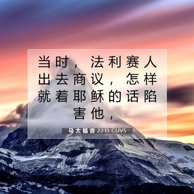 Picture 07 - 马 太 福 音 22:15 CUVS - 当 时 ， 法 利 赛 人 出 去 商 议 ， - Bible Verse Picture