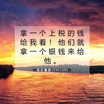 Picture 07 - 马 太 福 音 22:19 CUVS - 拿 一 个 上 税 的 钱 给 我 看 ！ 他 - Bible Verse Picture