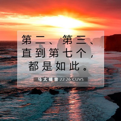 Picture 07 - 马 太 福 音 22:26 CUVS - 第 二 、 第 三 、 直 到 第 七 个 ， - Bible Verse Picture