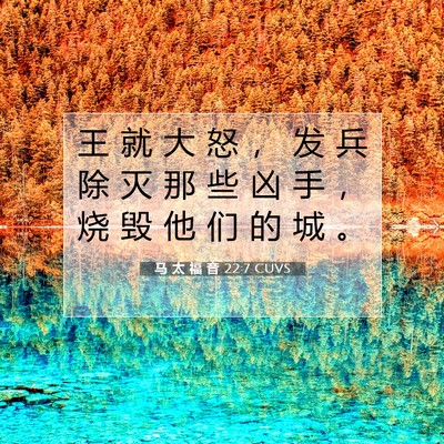Picture 07 - 马 太 福 音 22:7 CUVS - 王 就 大 怒 ， 发 兵 除 灭 那 些 凶 - Bible Verse Picture