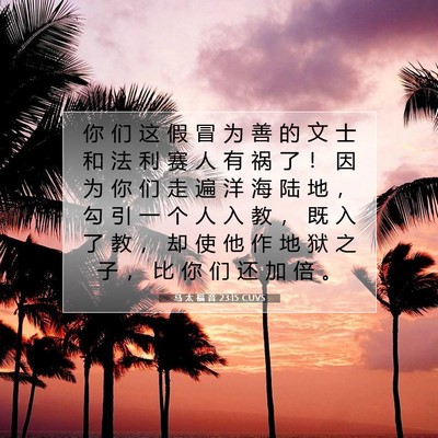 Picture 07 - 马 太 福 音 23:15 CUVS - 你 们 这 假 冒 为 善 的 文 士 和 法 - Bible Verse Picture