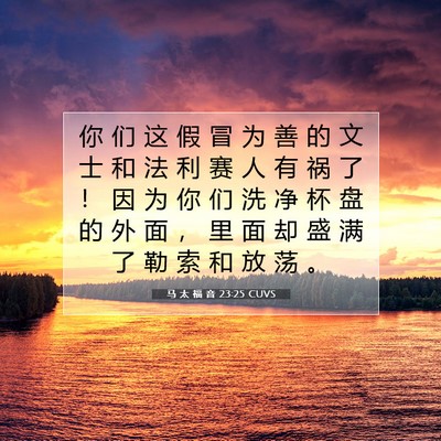 Picture 07 - 马 太 福 音 23:25 CUVS - 你 们 这 假 冒 为 善 的 文 士 和 法 - Bible Verse Picture